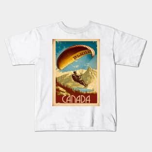 Canada Paragliding Vintage Travel Art Poster Kids T-Shirt